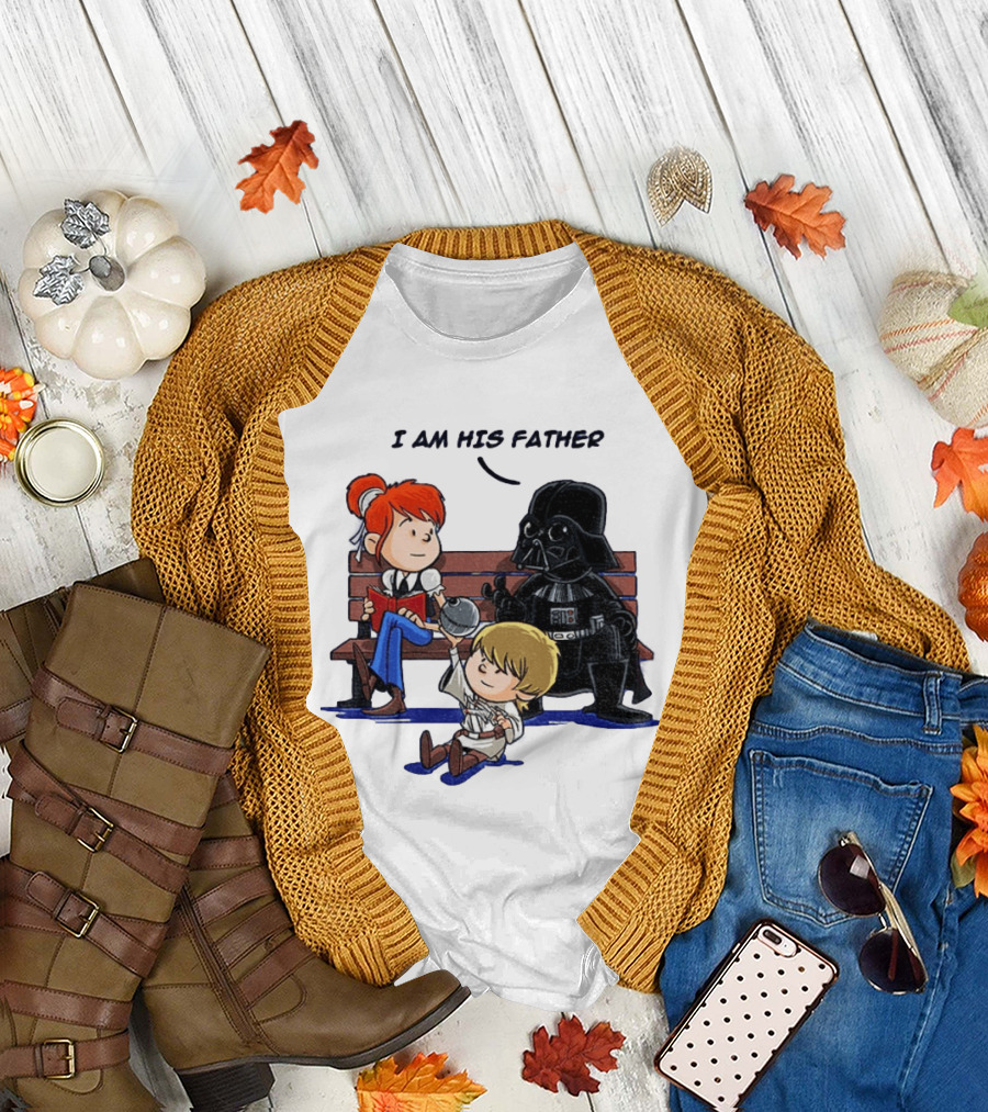 Darth Vader And Luke Skywalker I Am His Father Comic Style Bench Scene T-Shirt