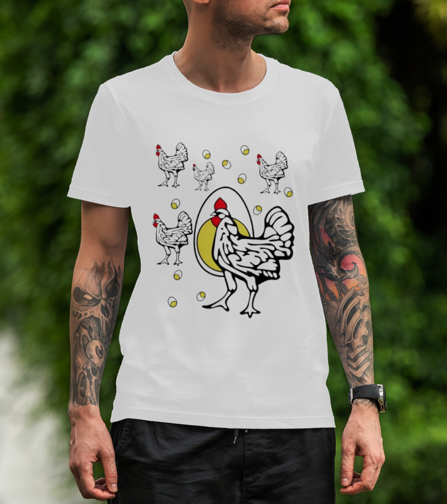 Farm Chicken And Egg Poultry Hen With Rooster And Eggs T-Shirt