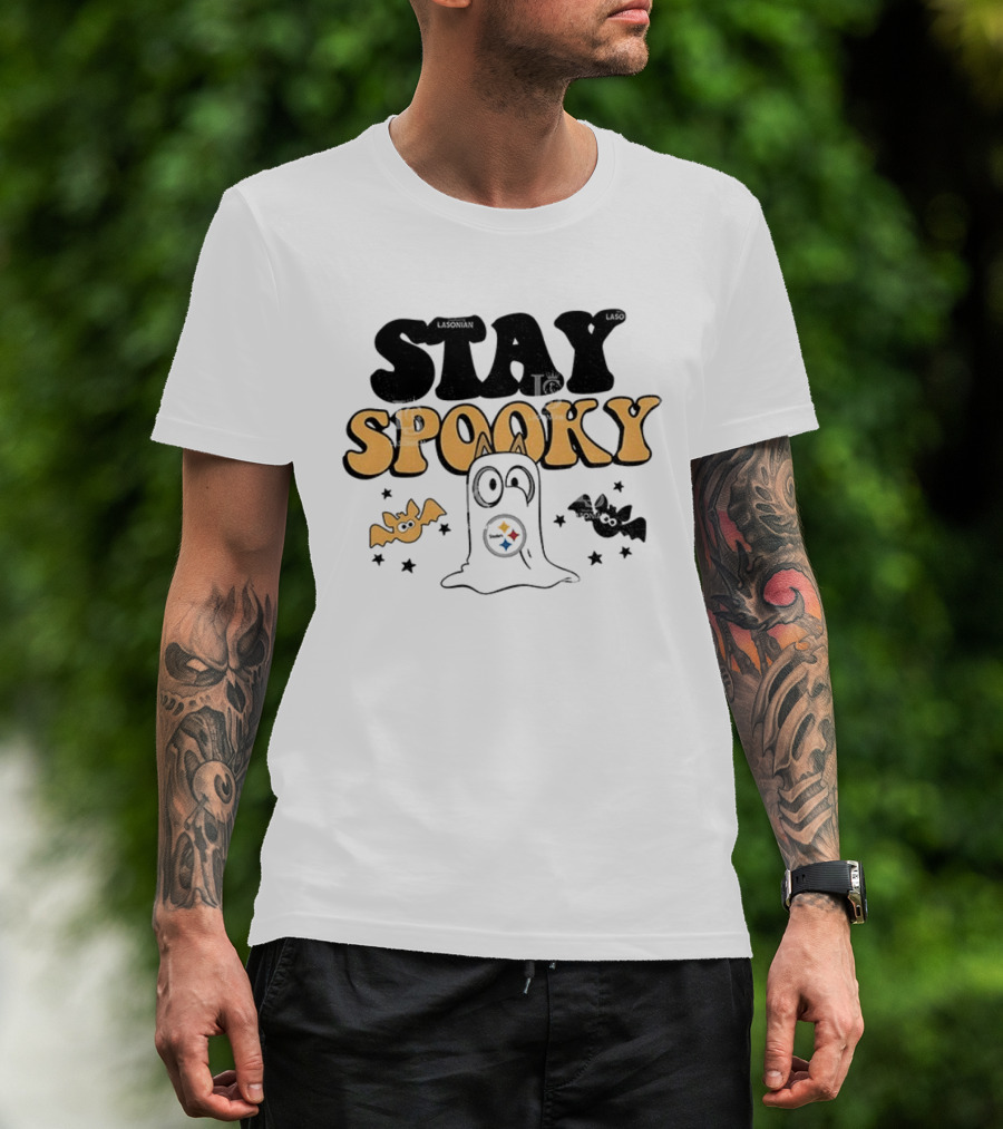 Pittsburgh Steelers Bluey Halloween Stay Spooky Ghost And Bats T-Shirt