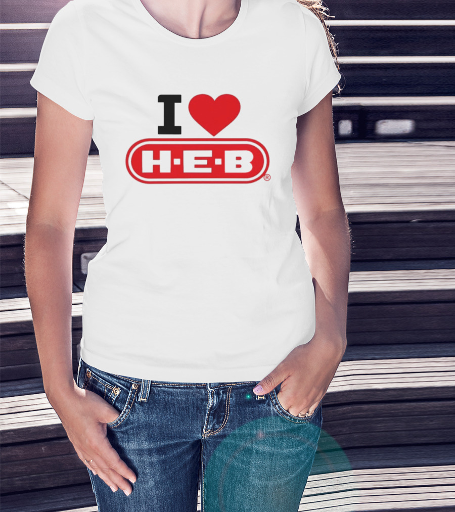 I Love H E B Texas Grocery Store Red Heart T-Shirt