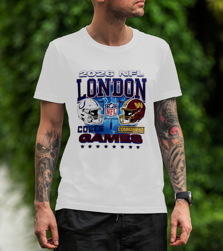 2026 NFL London Colts Commanders Games Helmets T-Shirt