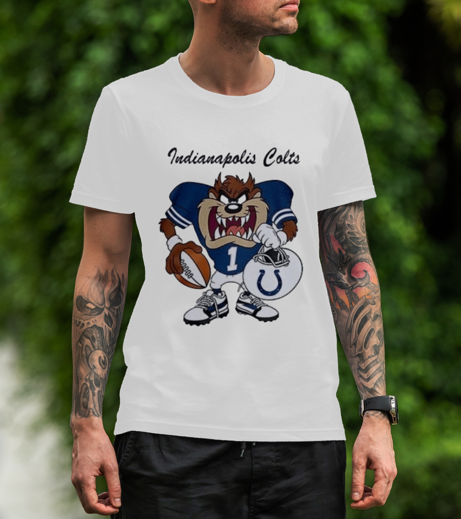 Indianapolis Colts Looney Tunes Taz Football Character Collaboration T-Shirt