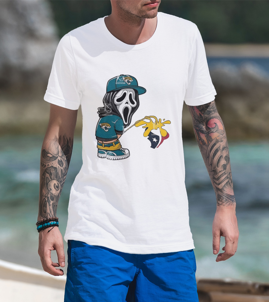 Jacksonville Jaguars Ghostface Pissing On Houston Texans T-Shirt