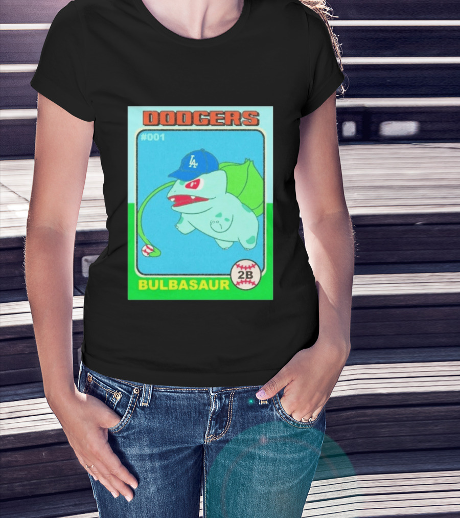 Bulbasaur Dodgers LA Cap Baseball Card No 001 T-Shirt