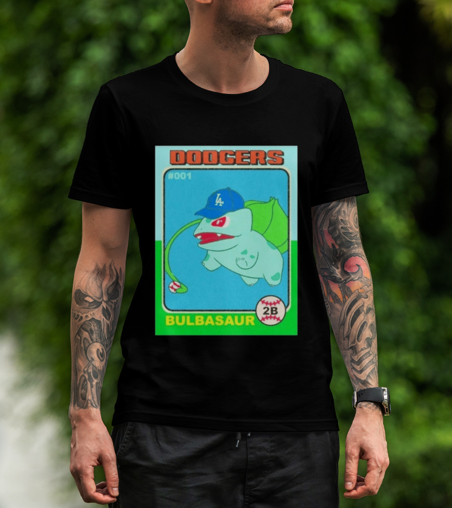 Bulbasaur Dodgers LA Cap Baseball Card No 001 T-Shirt