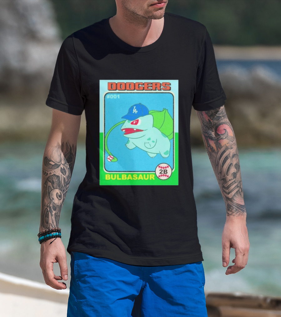 Bulbasaur Dodgers LA Cap Baseball Card No 001 T-Shirt