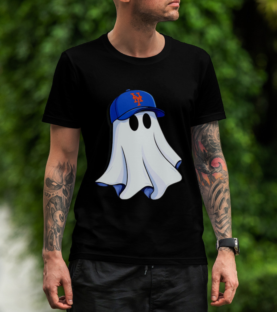 New York Mets MLB Ghost Baseball Halloween T-Shirt