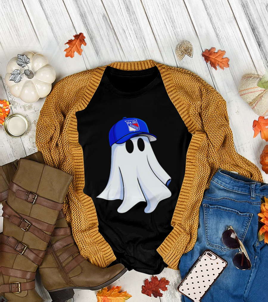 New York Rangers Ghost With Blue Cap Halloween T-Shirt