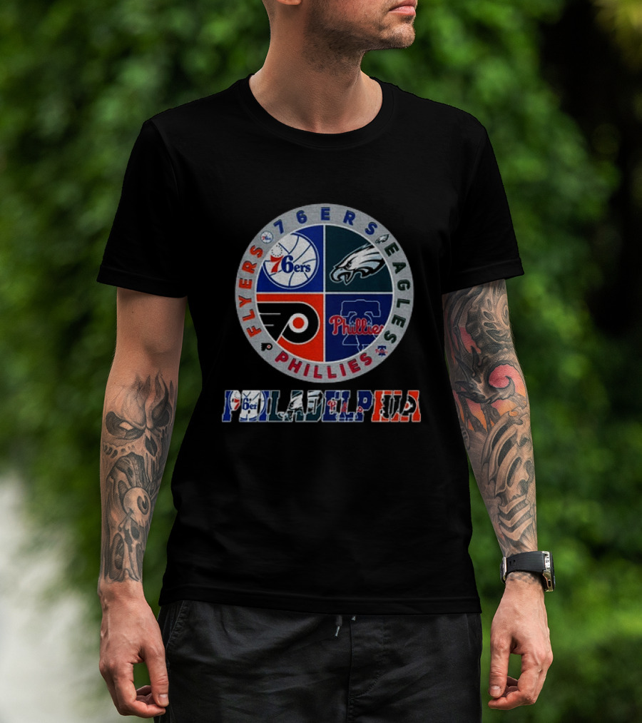 Philadelphia 76ers Eagles Phillies Flyers Team Circle T-Shirt