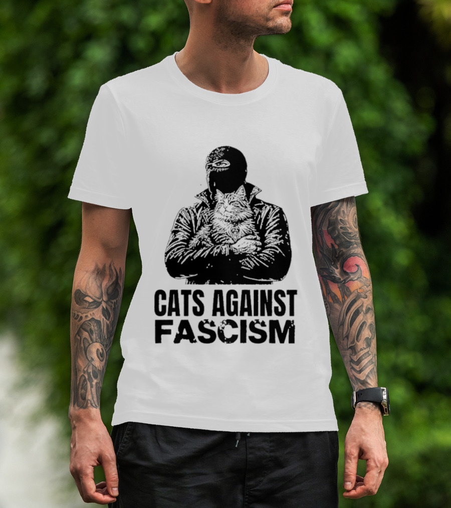 Cats Against Fascism Anarchist Cat Resistance Anti Fascist Movement T-Shirt