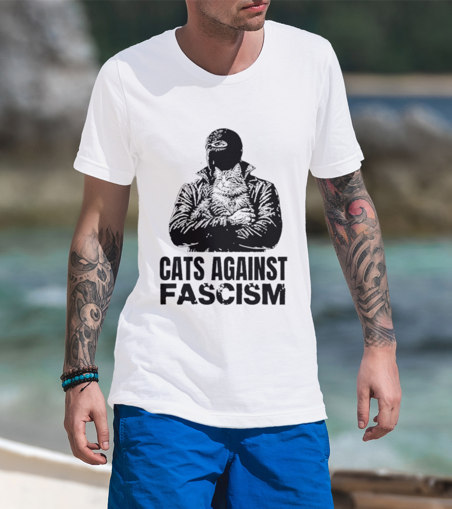 Cats Against Fascism Anarchist Cat Resistance Anti Fascist Movement T-Shirt