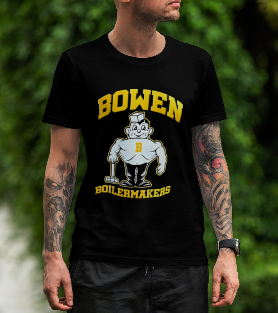 Bowen Purdue Boilermakers Muscular Cartoon T-Shirt