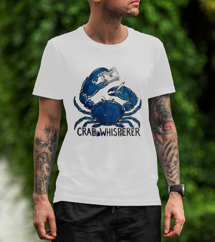 Crab Whisperer Blue Crab Holding Paintbrush Meme T-Shirt
