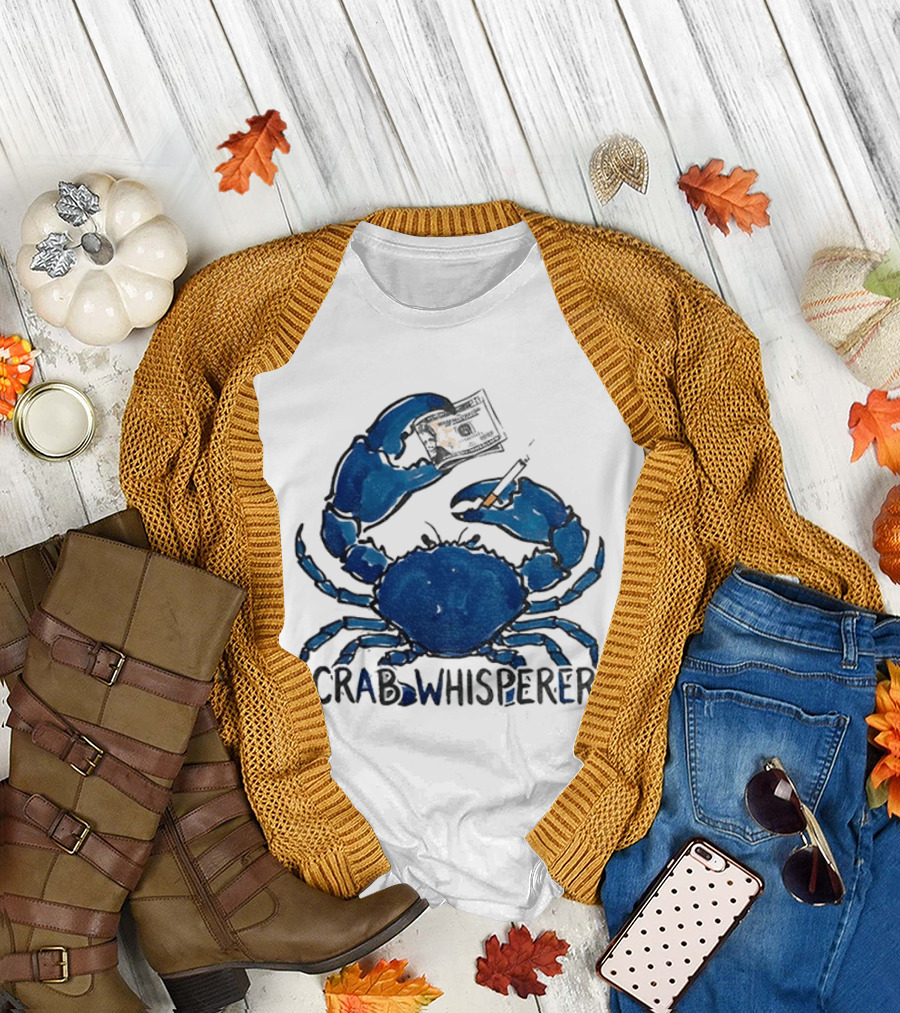 Crab Whisperer Blue Crab Holding Paintbrush Meme T-Shirt