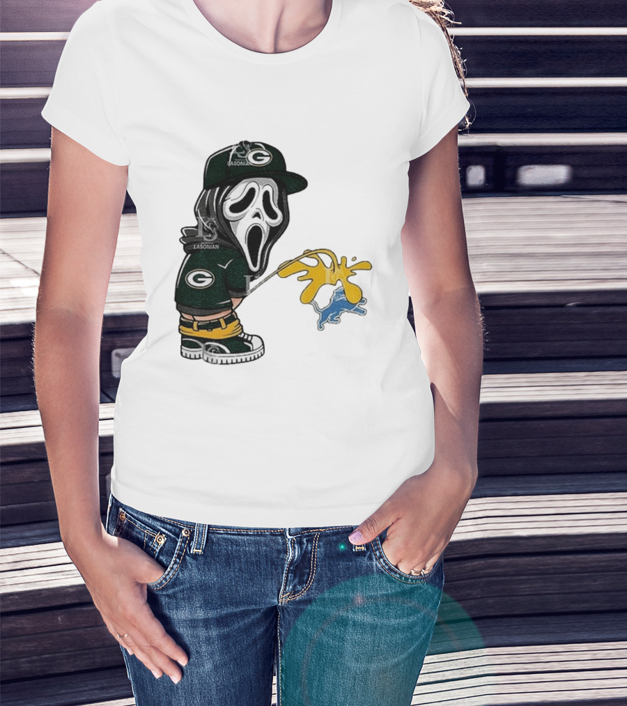 Green Bay Packers Ghostface Pissing On Detroit Lions NFL Rivalry T-Shirt