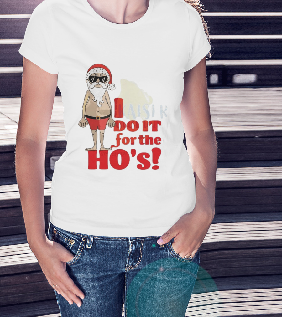 Santa Claus I Do It For The Ho's Funny Christmas Topless Sunglasses T-Shirt