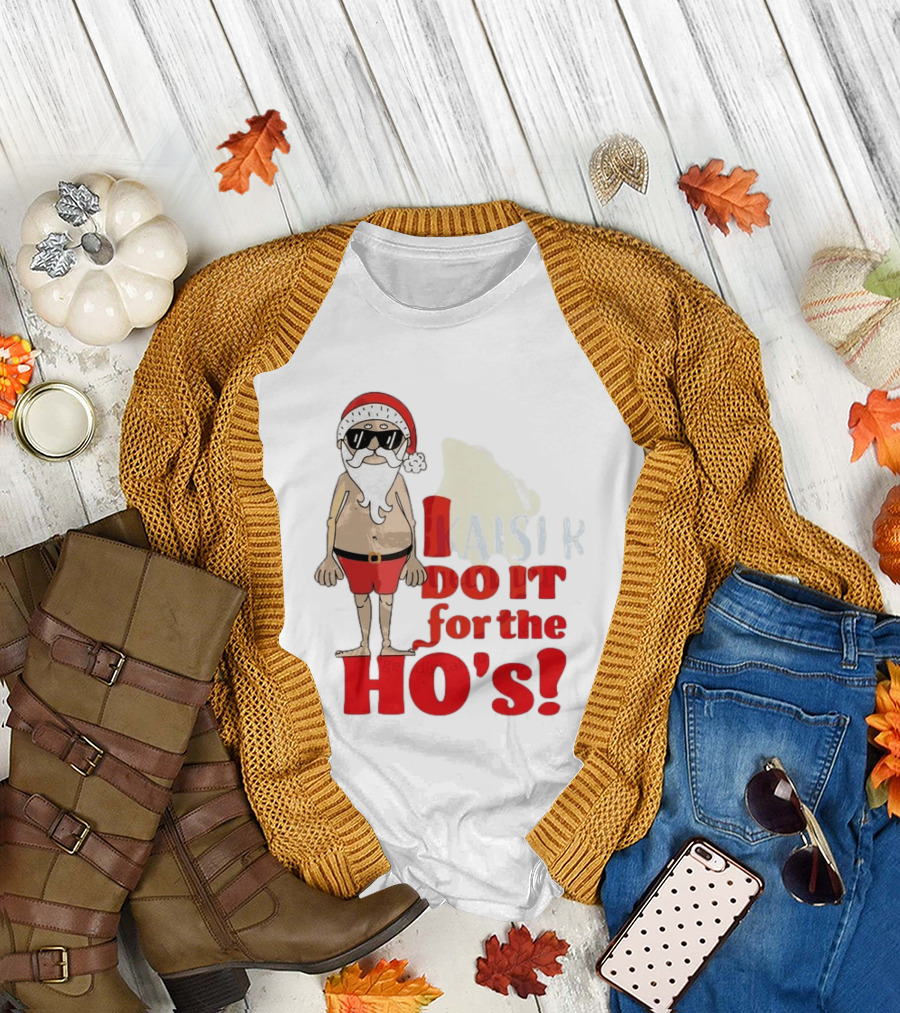 Santa Claus I Do It For The Ho's Funny Christmas Topless Sunglasses T-Shirt