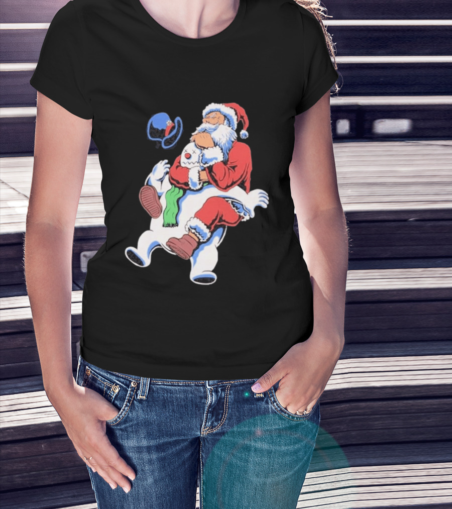 Jiu Jitsu Santa Rear Naked Choke Snowman Christmas T-Shirt