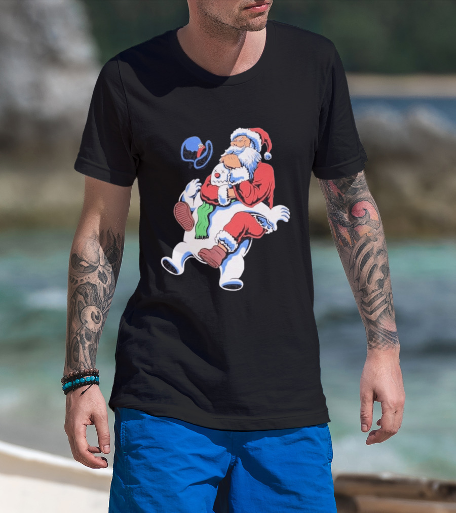 Jiu Jitsu Santa Rear Naked Choke Snowman Christmas T-Shirt