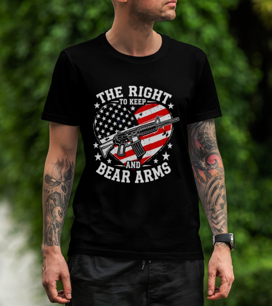 The Right To Keep And Bear Arms Heart Flag Rifle Stars T-Shirt