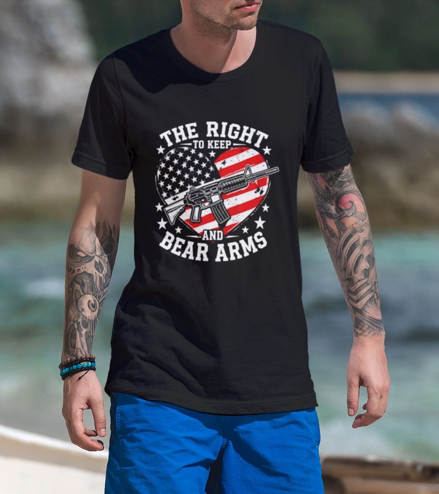 The Right To Keep And Bear Arms Heart Flag Rifle Stars T-Shirt