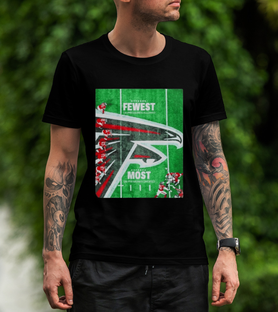 Atlanta Falcons Offense Fewest QB Pressures Allowed Defense Most Pressures Created T-Shirt