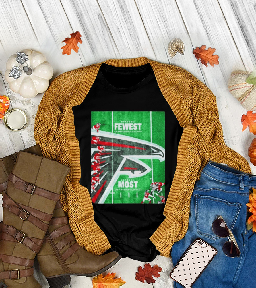 Atlanta Falcons Offense Fewest QB Pressures Allowed Defense Most Pressures Created T-Shirt
