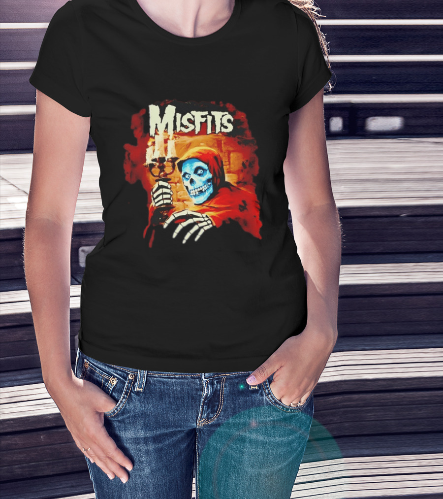 Misfits Crimson Ghost Candle Holder Punk Rock Skeleton T-Shirt