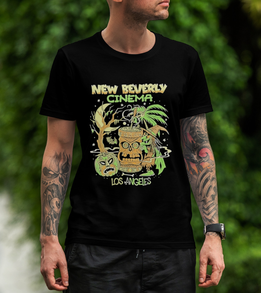 New Beverly Cinema Los Angeles Tiki Witch Halloween Spooky Tropical Retro Vibes T-Shirt