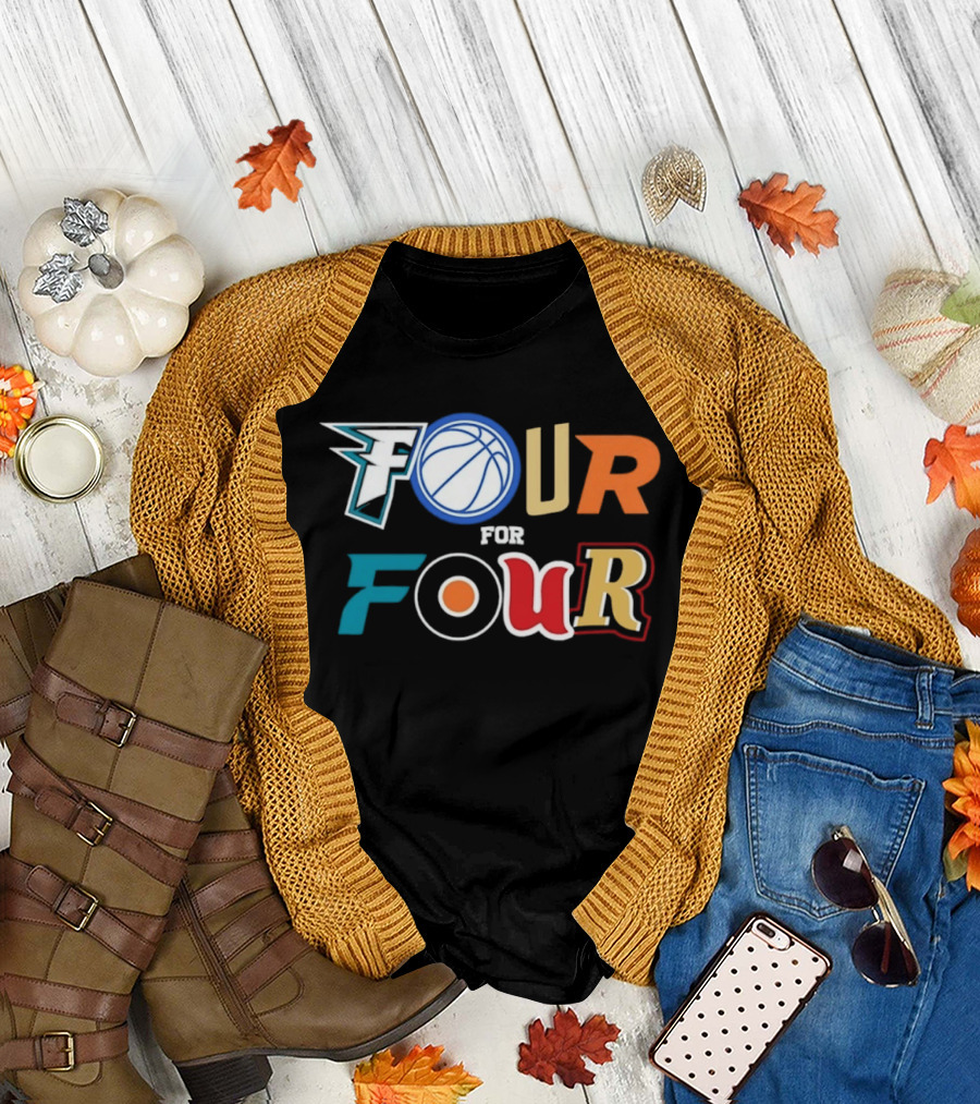 Four For Four Philadelphia Basketball Baseball Hockey Football T-Shirt