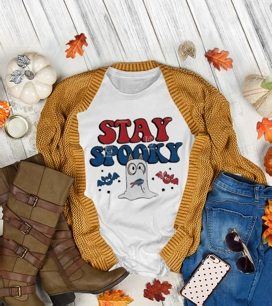 Buffalo Bills Bluey Halloween Stay Spooky Ghost Cartoon T-Shirt