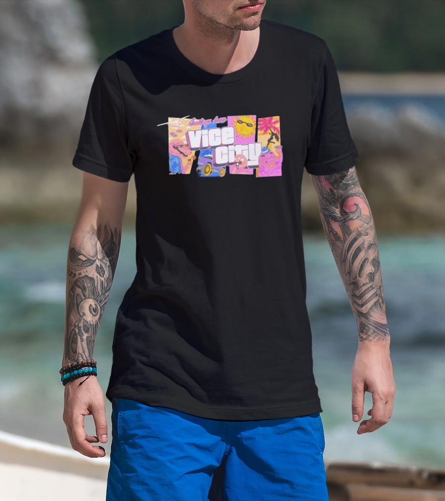 Greetings From Vice City Collage Florida Retro Fun Tropical Vibes T-Shirt