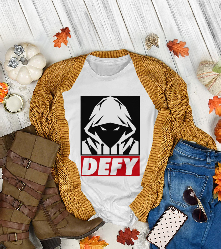 Defy Hooded Figure Streetwear Urban Fashion T-Shirt