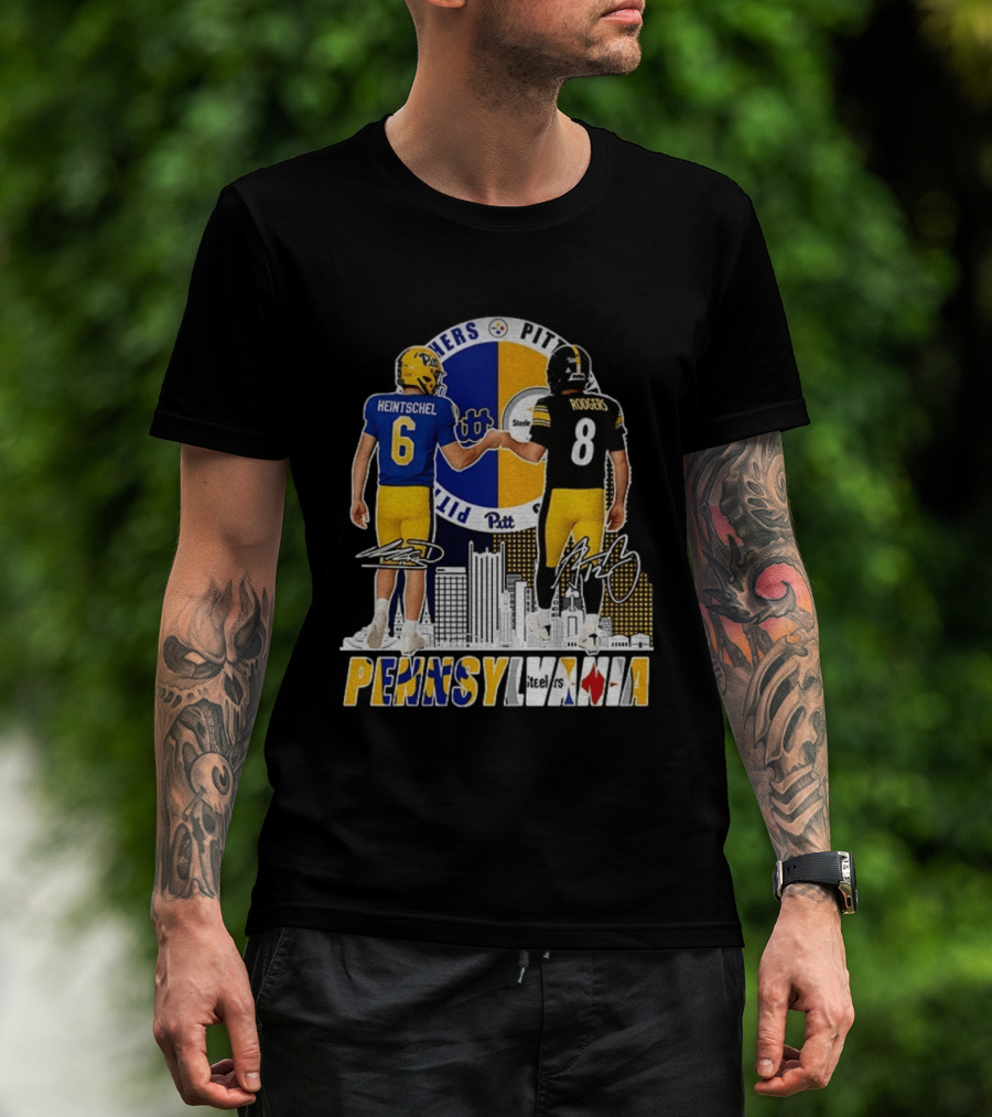 Pitt Panthers Heintschel And Pittsburgh Steelers Rodgers Pennsylvania Football Team Collaboration T-Shirt