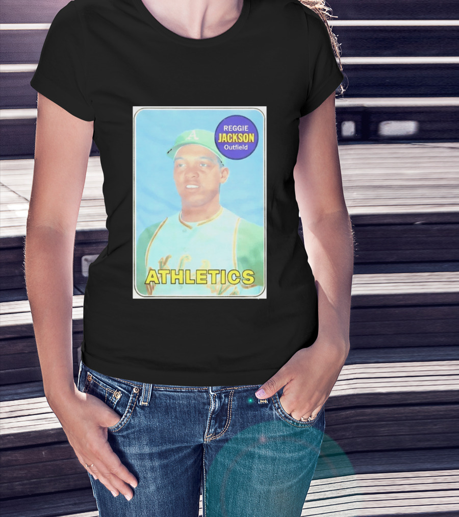 Reggie Jackson Athletics Outfield Baseball Card Oakland A's Player T-Shirt