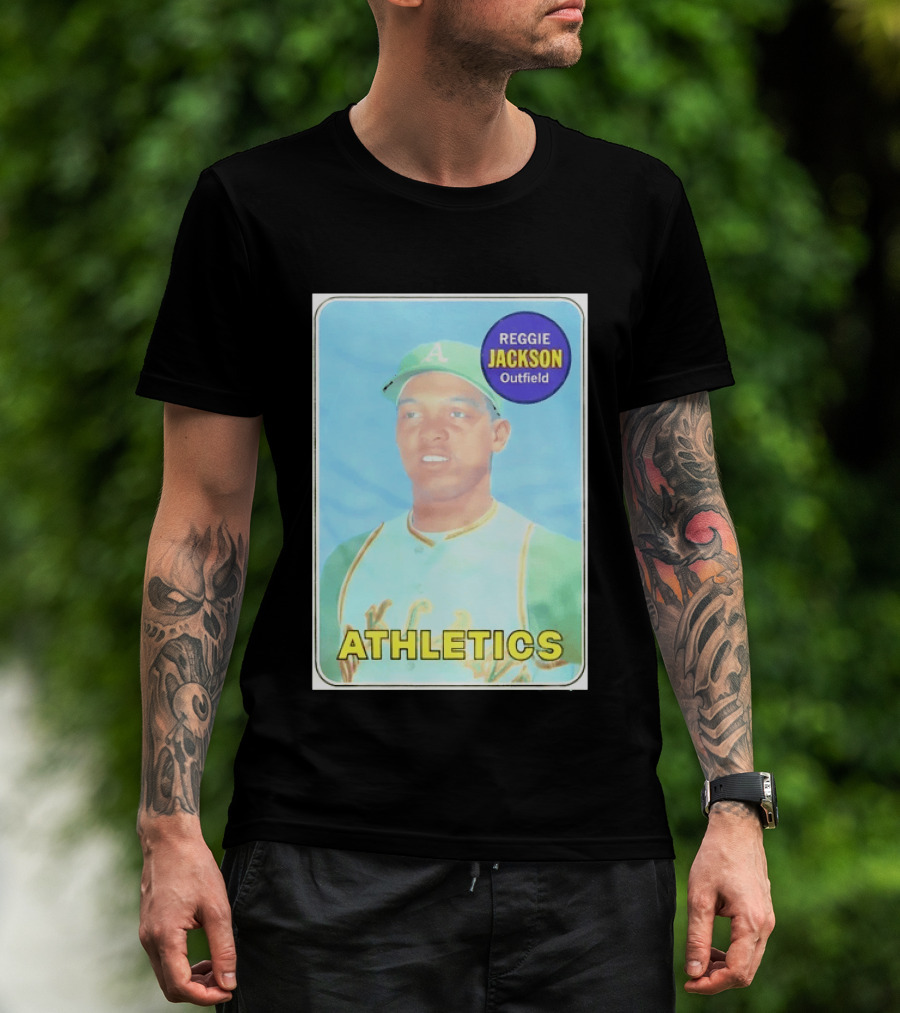 Reggie Jackson Athletics Outfield Baseball Card Oakland A's Player T-Shirt
