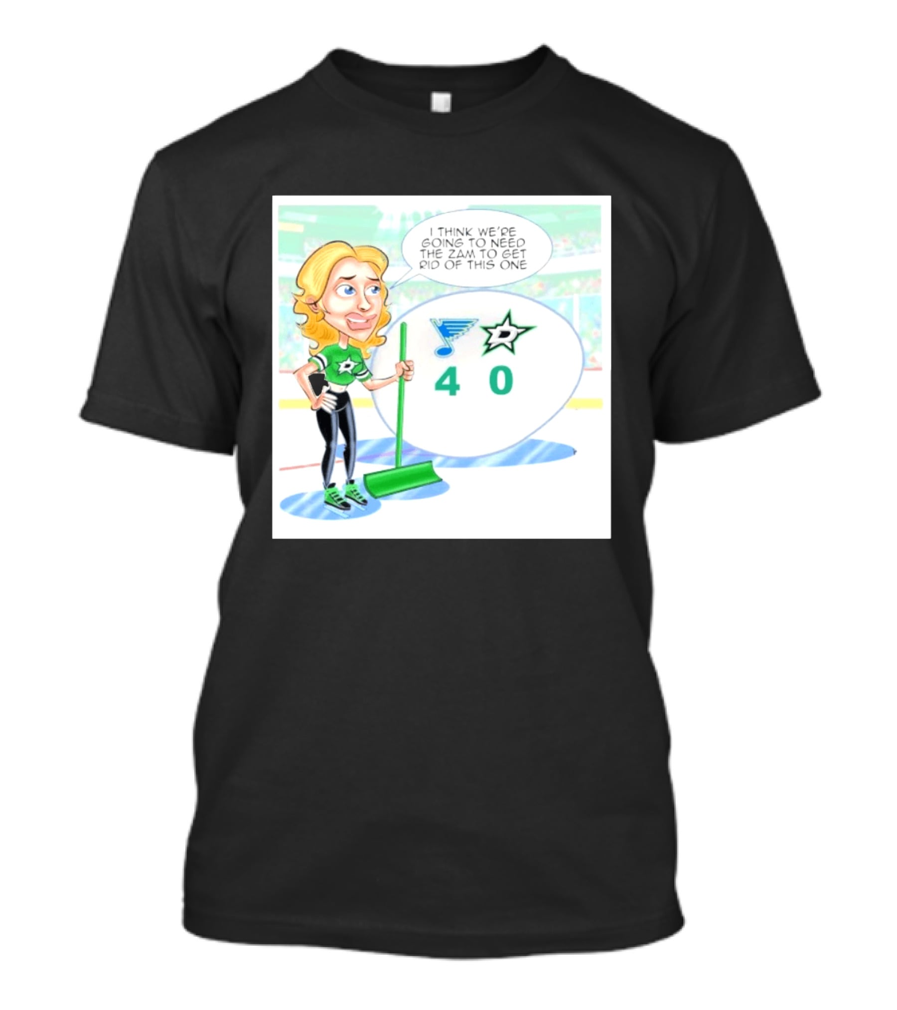 St Louis Blues Vs Dallas Stars Hockey 4 0 Cartoon With Humor And Zamboni Joke T-Shirt