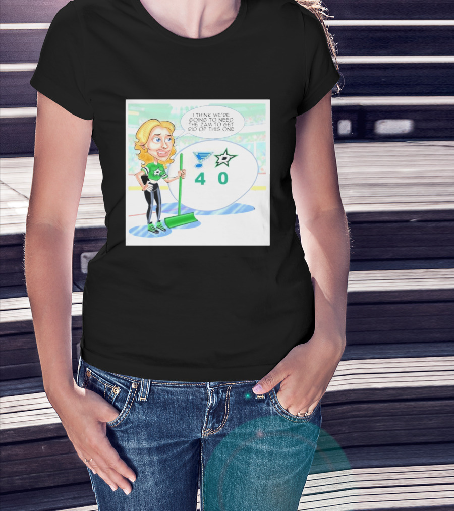 St Louis Blues Vs Dallas Stars Hockey 4 0 Cartoon With Humor And Zamboni Joke T-Shirt
