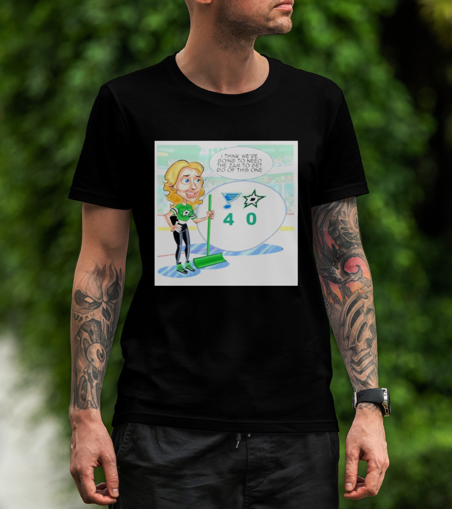 St Louis Blues Vs Dallas Stars Hockey 4 0 Cartoon With Humor And Zamboni Joke T-Shirt