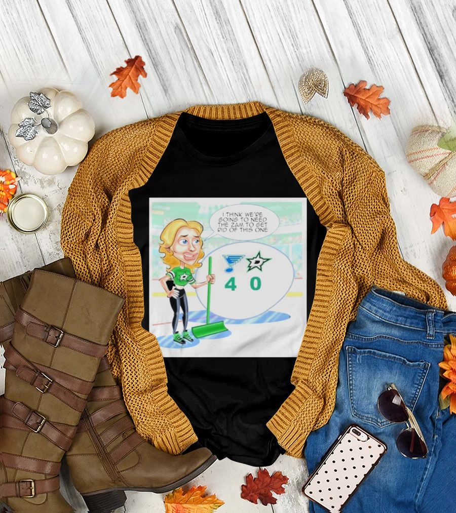 St Louis Blues Vs Dallas Stars Hockey 4 0 Cartoon With Humor And Zamboni Joke T-Shirt