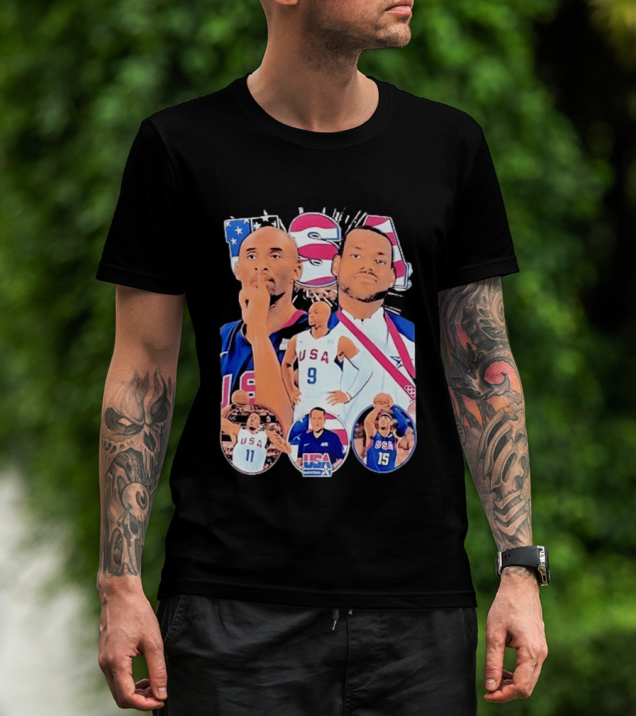 Kobe Bryant LeBron James USA Basketball Legends Iconic Team USA Moments T-Shirt