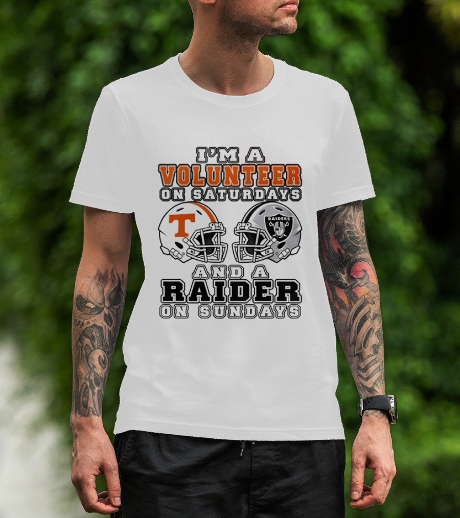 I'm A Volunteer On Saturdays And A Raider On Sundays Tennessee Las Vegas 2026 T-Shirt