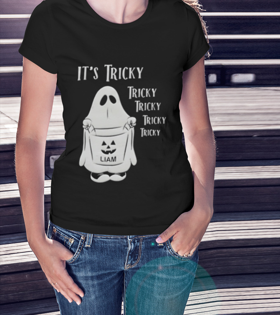 It's Tricky Ghost Holding Jack O Lantern Bucket Halloween T-Shirt