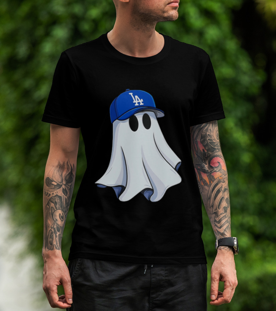 Los Angeles Dodgers Ghost In Blue LA Cap T-Shirt
