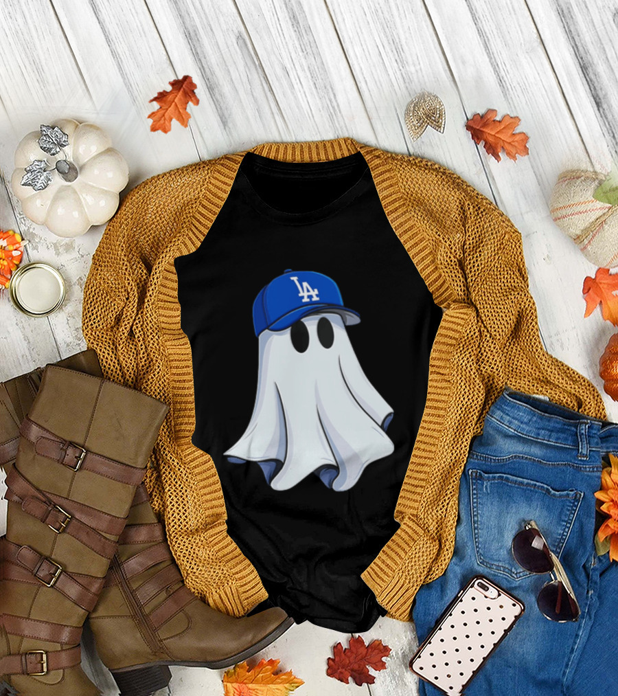 Los Angeles Dodgers Ghost In Blue LA Cap T-Shirt
