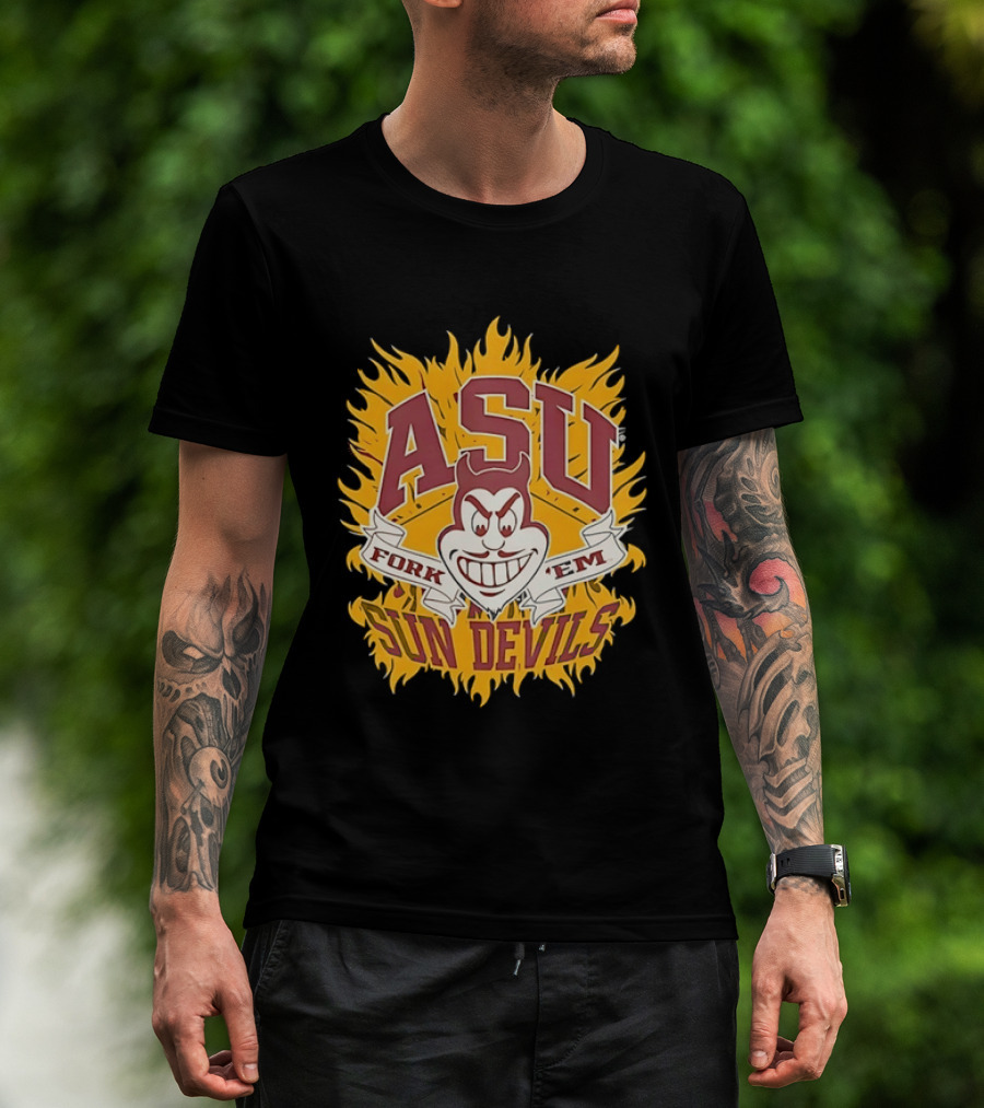 ASU Sun Devils Fork 'Em Arizona State University Fiery T-Shirt