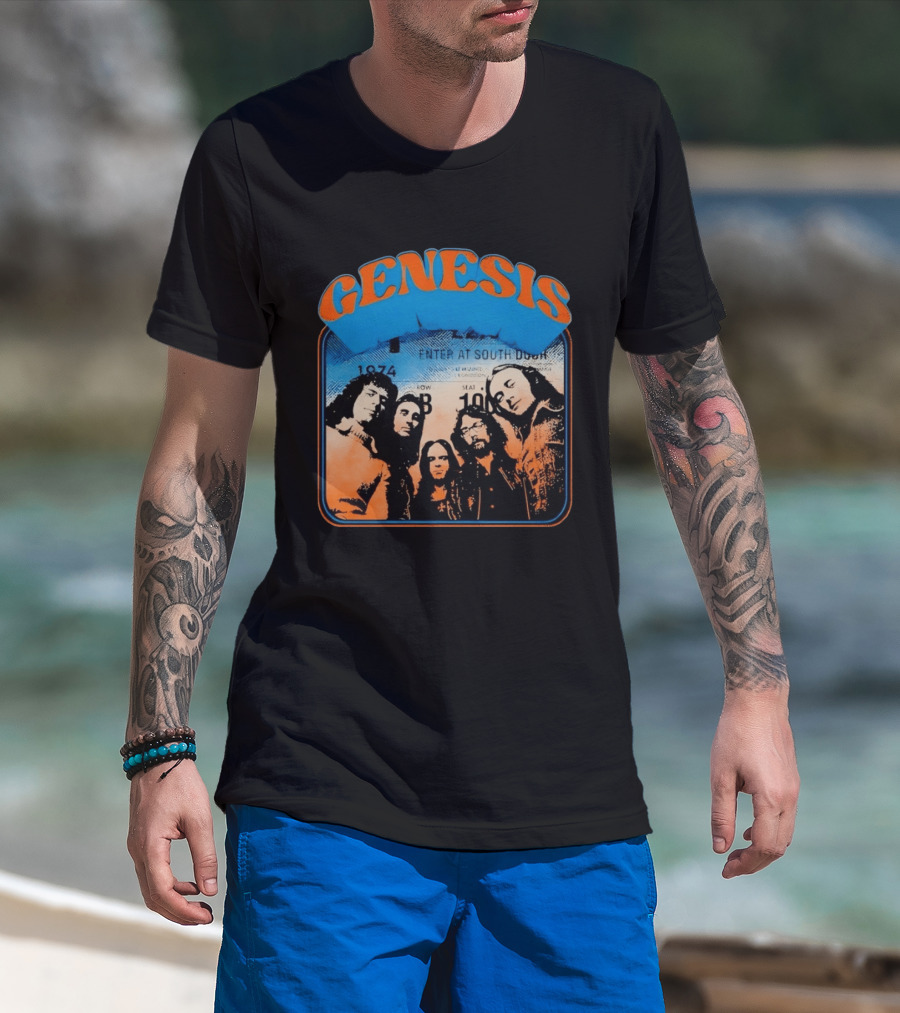 Genesis 1974 Enter At South Door Concert Ticket Progressive Rock T-Shirt
