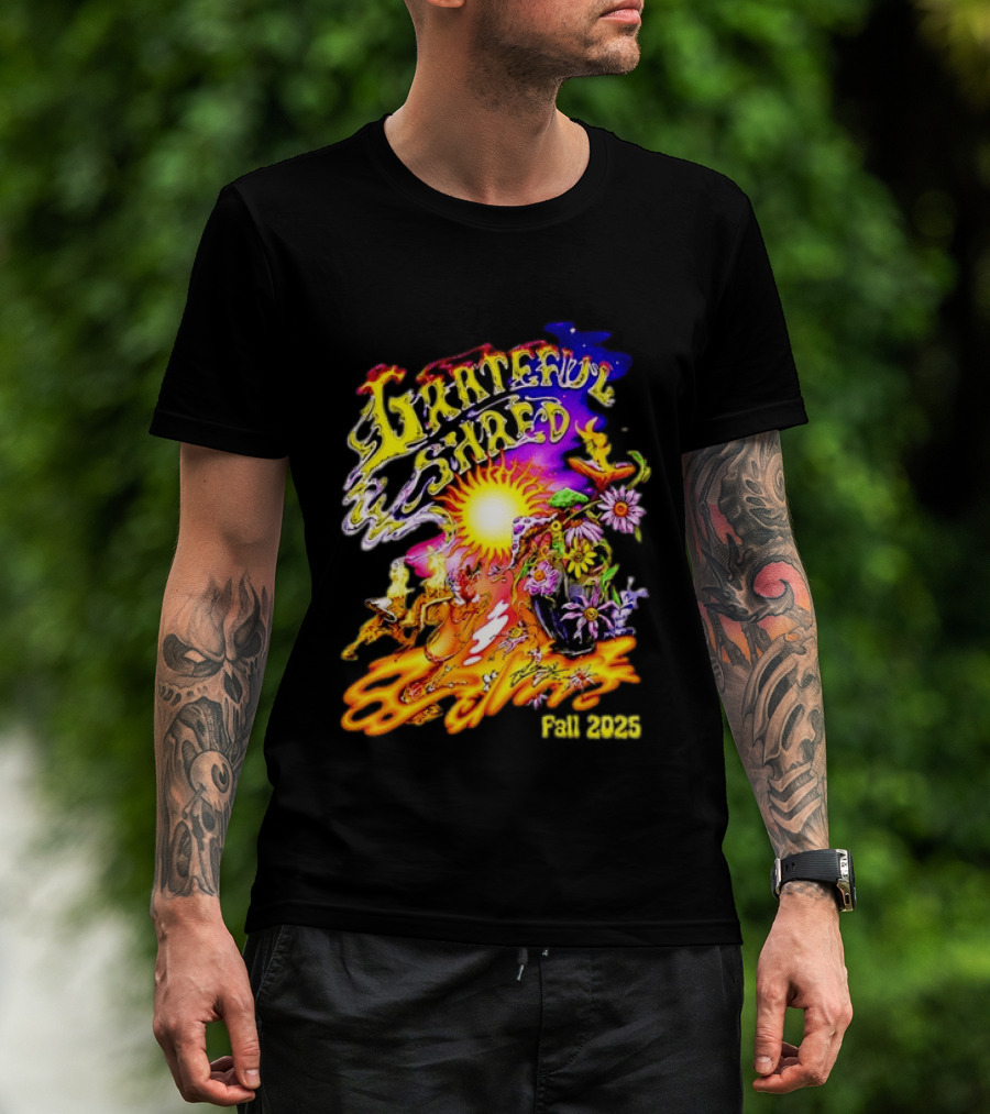 Grateful Shred Fall 2025 Psychedelic Sunburst Jam Band Vibrant Festival T-Shirt