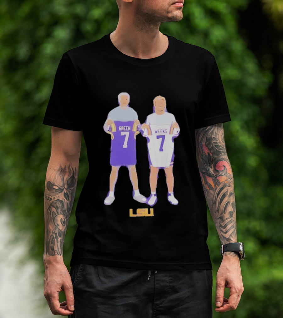 LSU Tigers Football Green And Weeks Jersey 7 T-Shirt