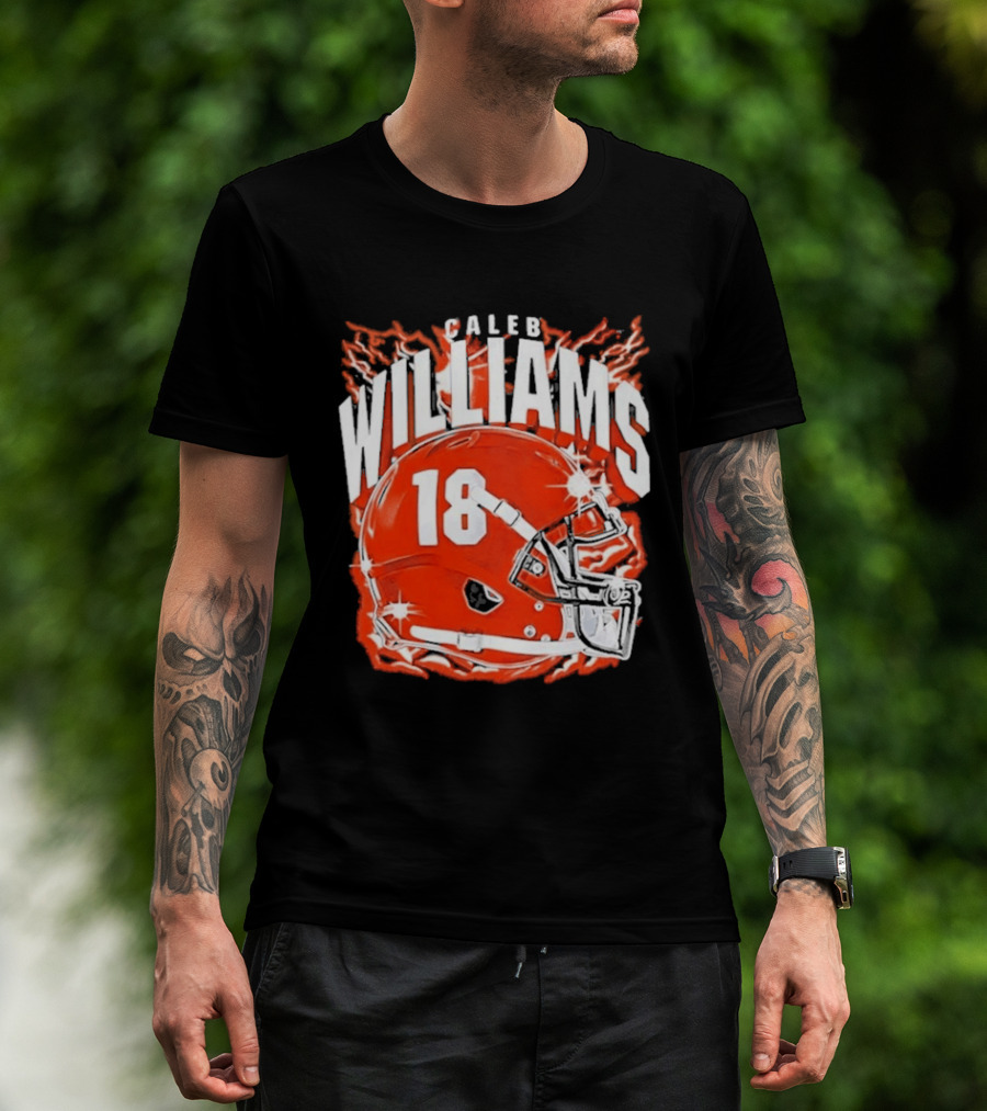 Caleb Williams 18 Lightning Helmet T-Shirt